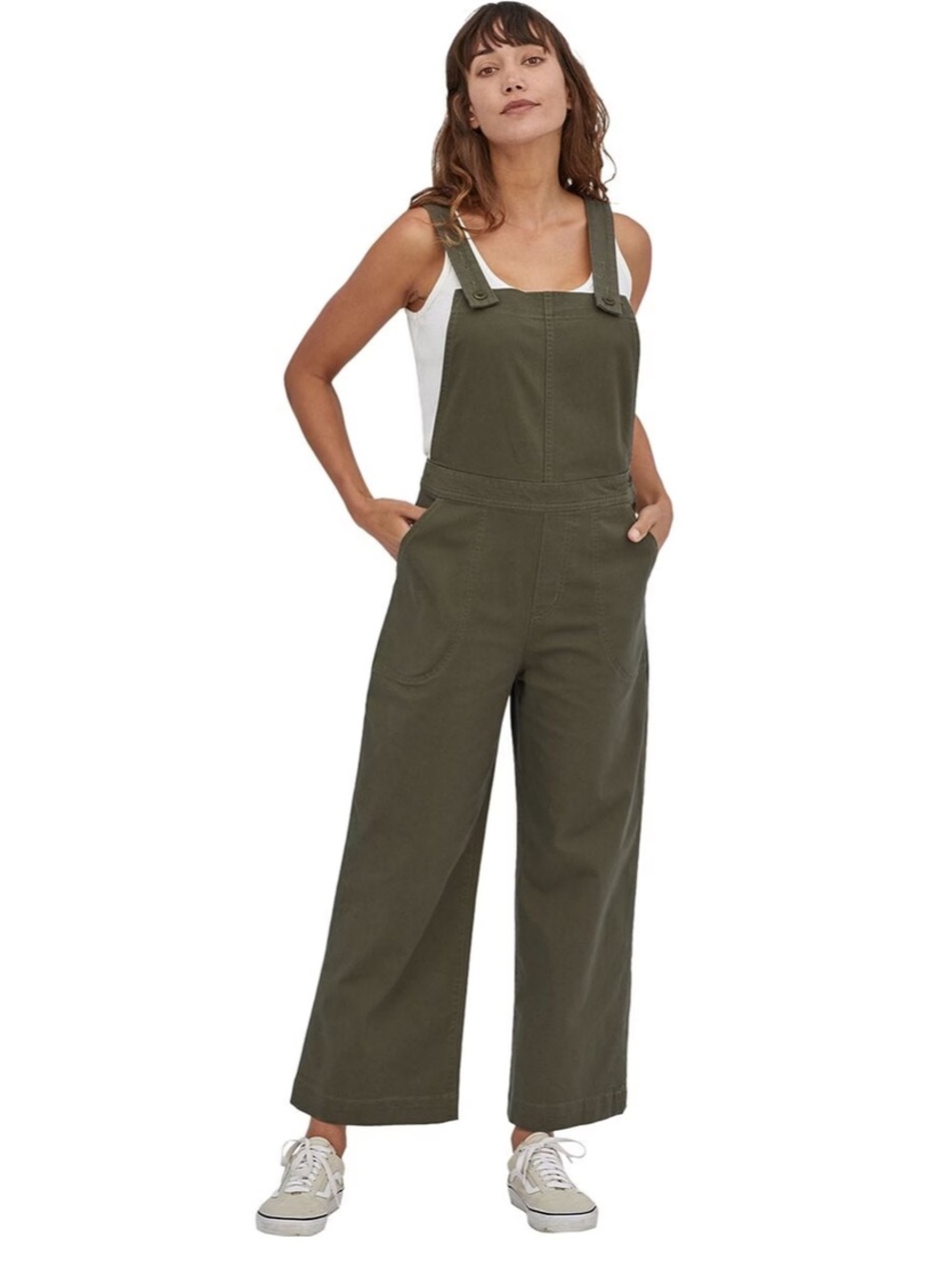 Patagonia Stand Up Olive Green Cropped Overalls Women’s Size 4